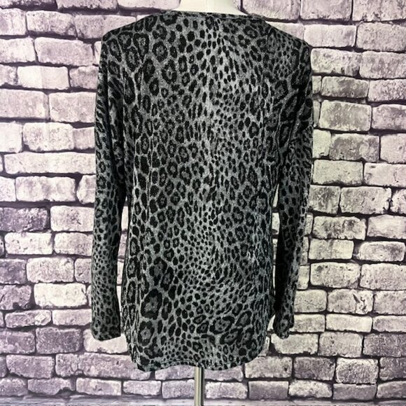 INC Black, Gray & Silver Long Sleeve Pullover Blouse Size M - Picture 6 of 9